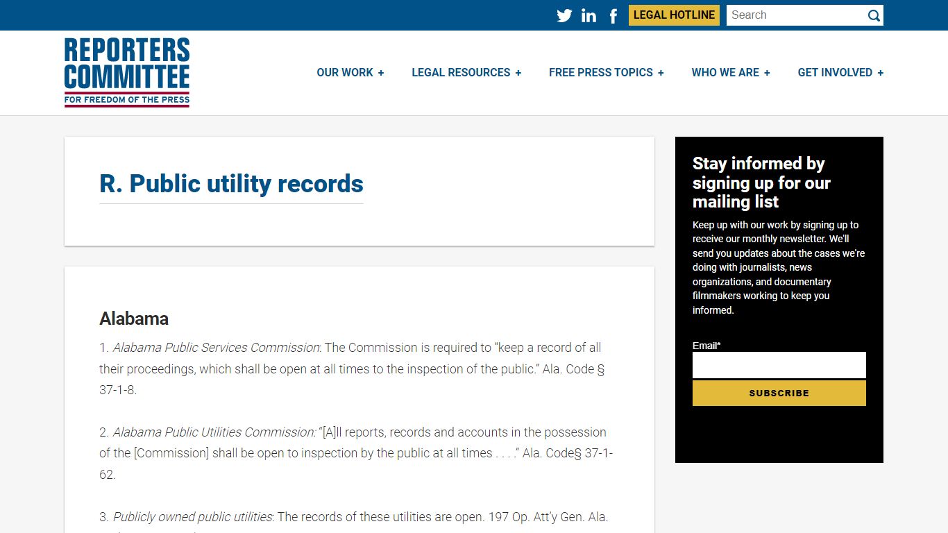 R. Public utility records - The Reporters Committee for Freedom of the ...