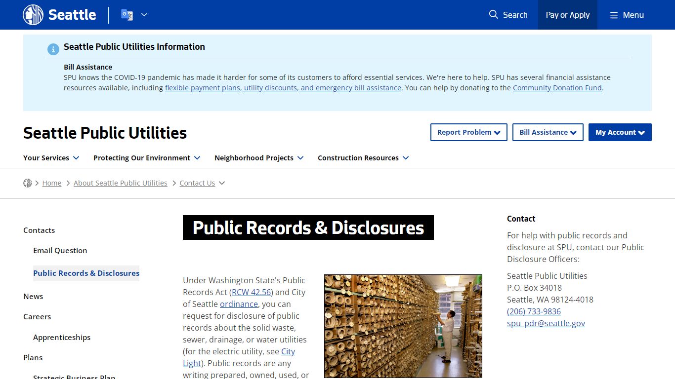 Public Records & Disclosures - Utilities | seattle.gov