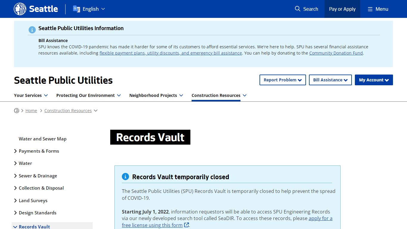 Records Vault - Utilities | seattle.gov